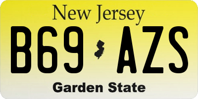 NJ license plate B69AZS