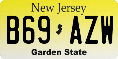 NJ license plate B69AZW