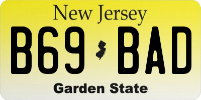 NJ license plate B69BAD