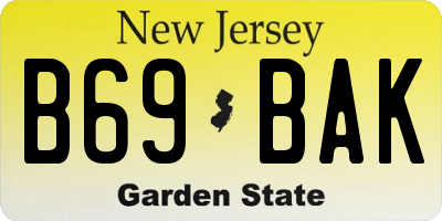 NJ license plate B69BAK