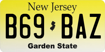 NJ license plate B69BAZ