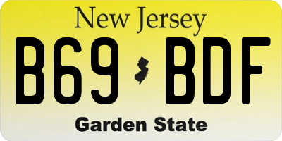 NJ license plate B69BDF