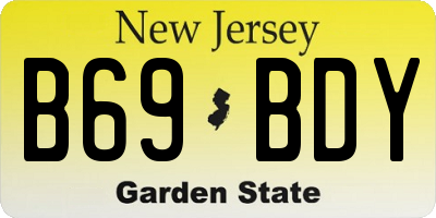 NJ license plate B69BDY