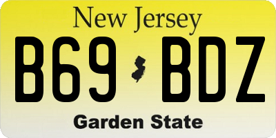 NJ license plate B69BDZ