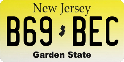 NJ license plate B69BEC