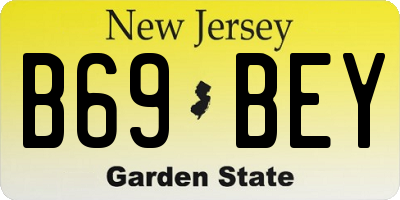 NJ license plate B69BEY