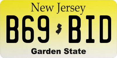 NJ license plate B69BID