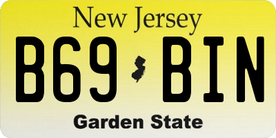 NJ license plate B69BIN