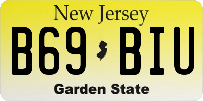 NJ license plate B69BIU