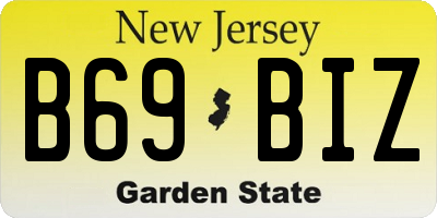 NJ license plate B69BIZ