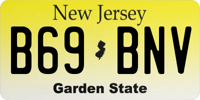 NJ license plate B69BNV