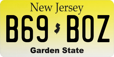 NJ license plate B69BOZ