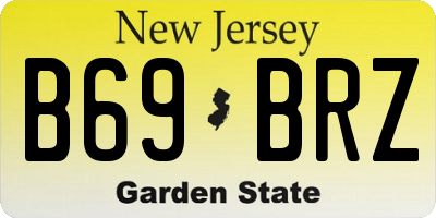 NJ license plate B69BRZ