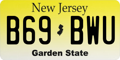 NJ license plate B69BWU