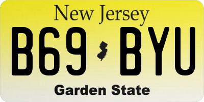NJ license plate B69BYU