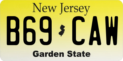 NJ license plate B69CAW
