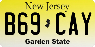 NJ license plate B69CAY