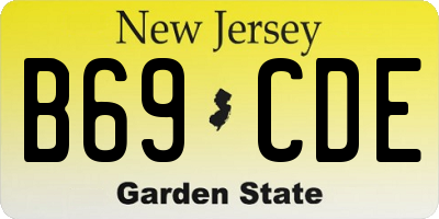 NJ license plate B69CDE