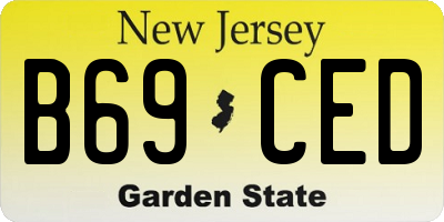 NJ license plate B69CED