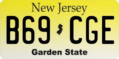 NJ license plate B69CGE