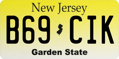 NJ license plate B69CIK