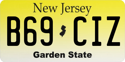NJ license plate B69CIZ