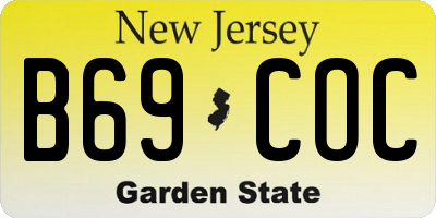 NJ license plate B69COC