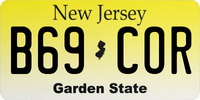NJ license plate B69COR