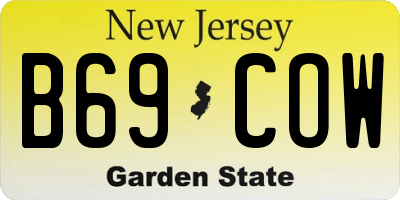 NJ license plate B69COW