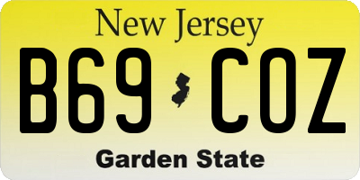 NJ license plate B69COZ