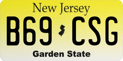 NJ license plate B69CSG
