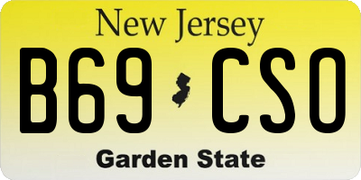 NJ license plate B69CSO