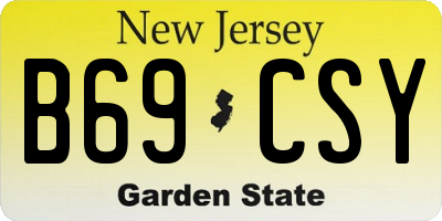 NJ license plate B69CSY