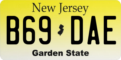 NJ license plate B69DAE