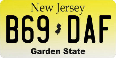 NJ license plate B69DAF