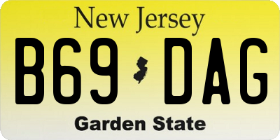 NJ license plate B69DAG