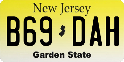 NJ license plate B69DAH