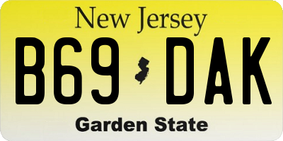 NJ license plate B69DAK