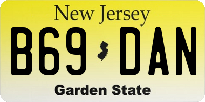 NJ license plate B69DAN