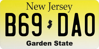 NJ license plate B69DAO