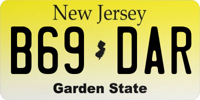 NJ license plate B69DAR