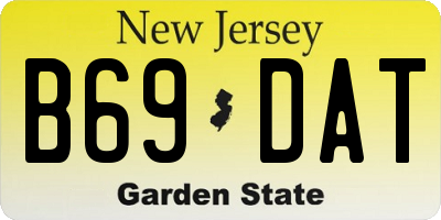 NJ license plate B69DAT