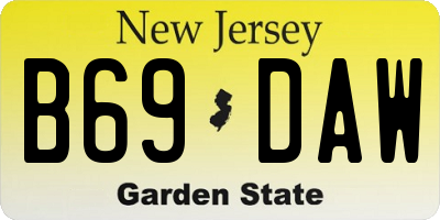 NJ license plate B69DAW
