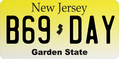 NJ license plate B69DAY