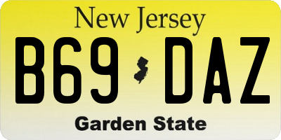 NJ license plate B69DAZ