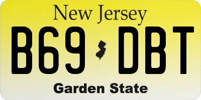 NJ license plate B69DBT