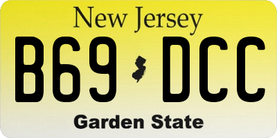 NJ license plate B69DCC