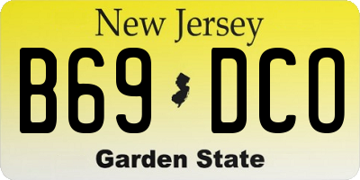 NJ license plate B69DCO