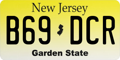 NJ license plate B69DCR