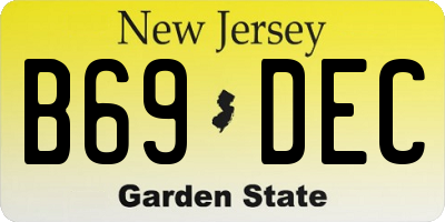 NJ license plate B69DEC